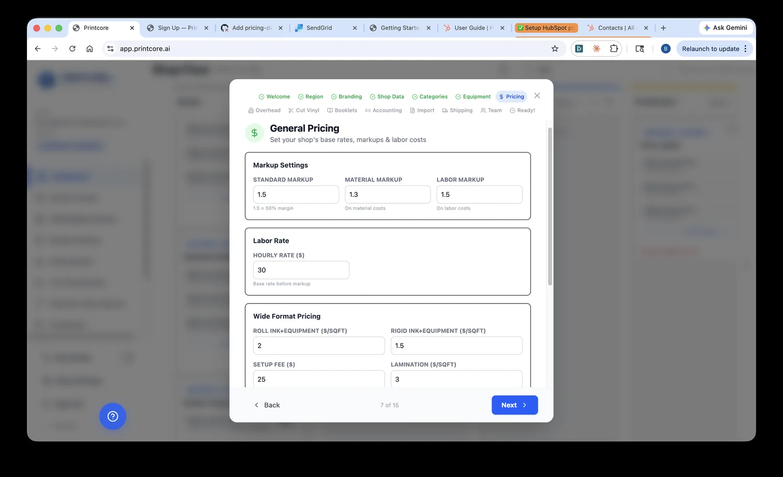 Configure pricing