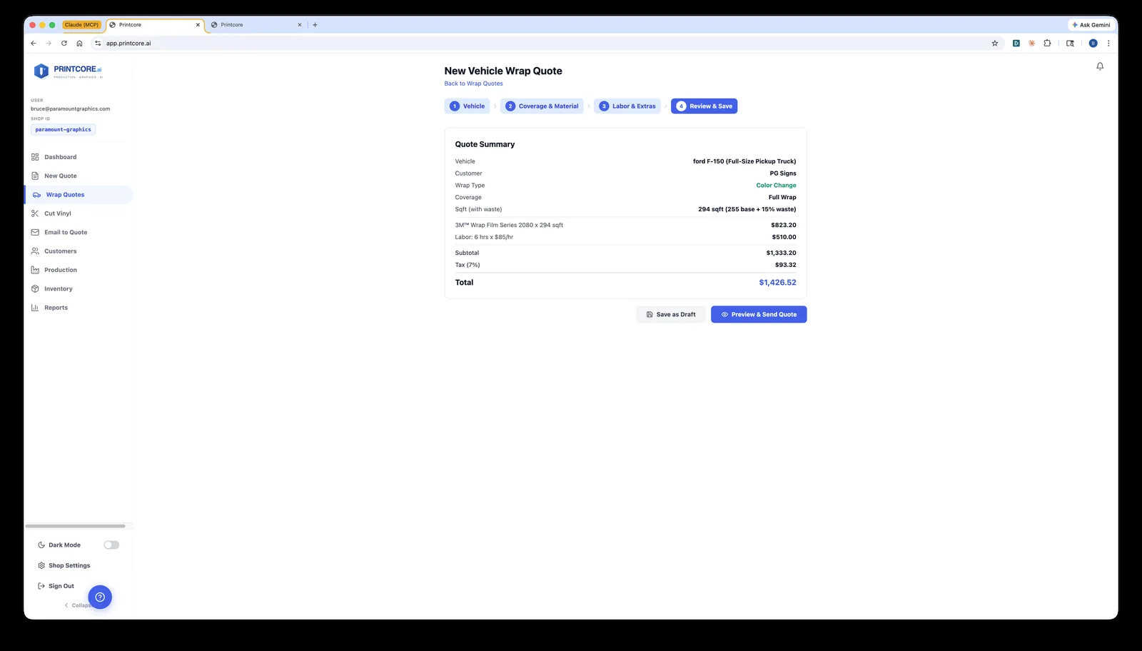 Material gets calculated automatically