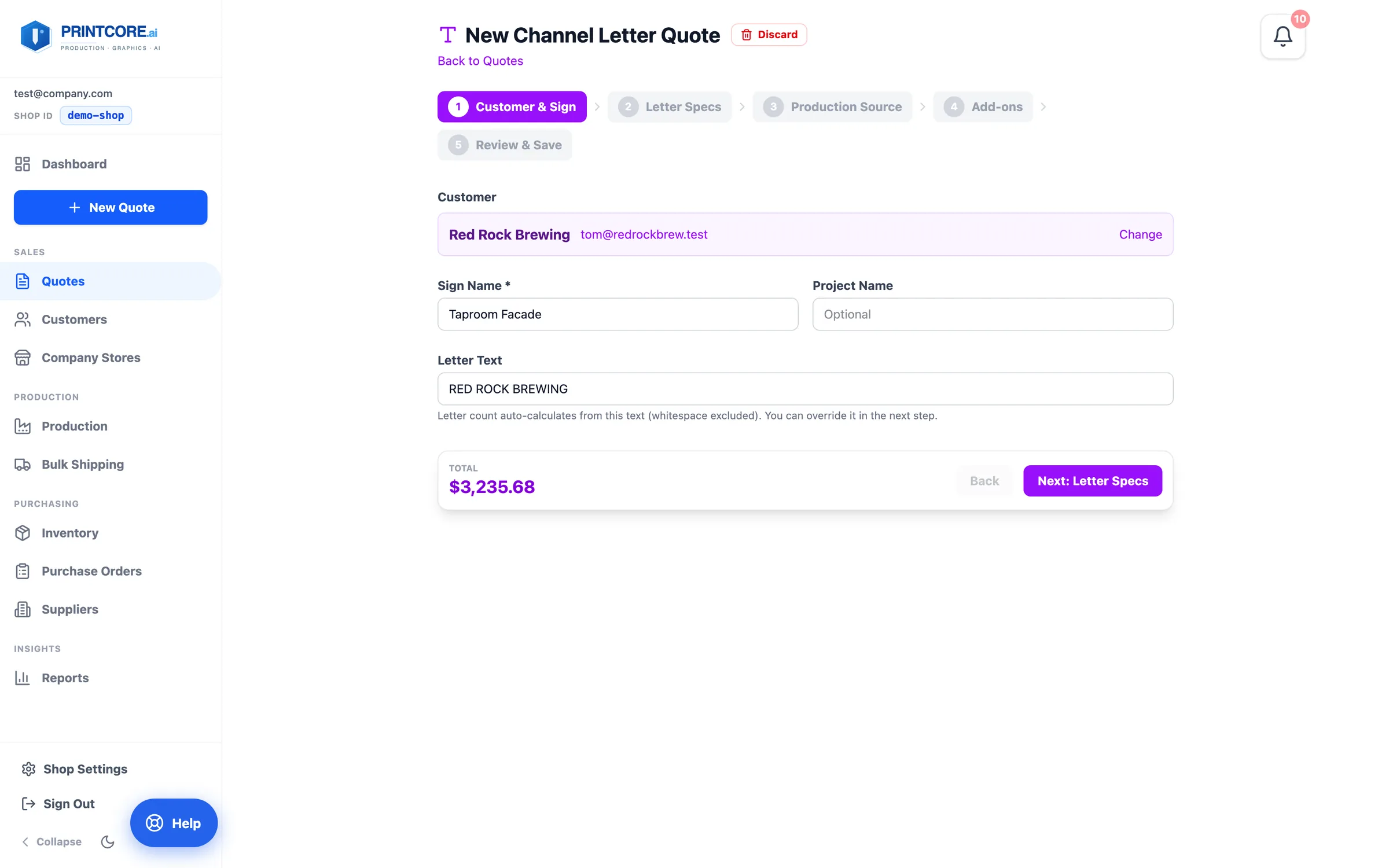 Step 1 — Customer & Sign
