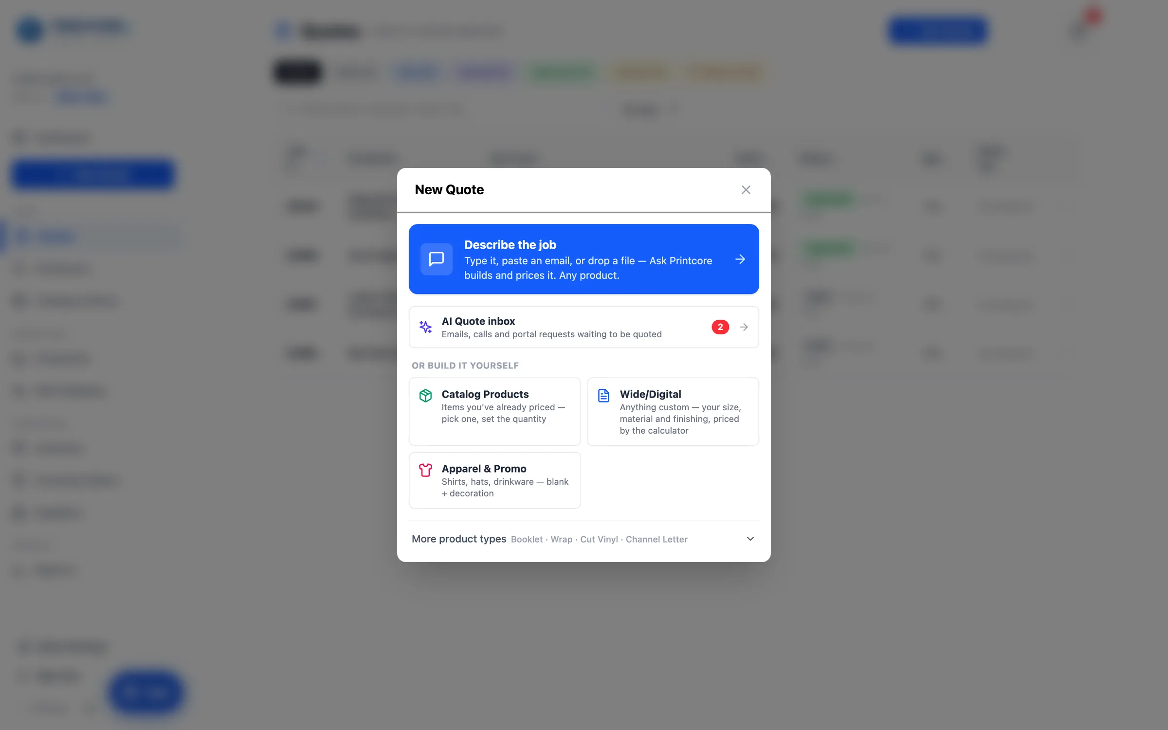 Open the AI Quote inbox