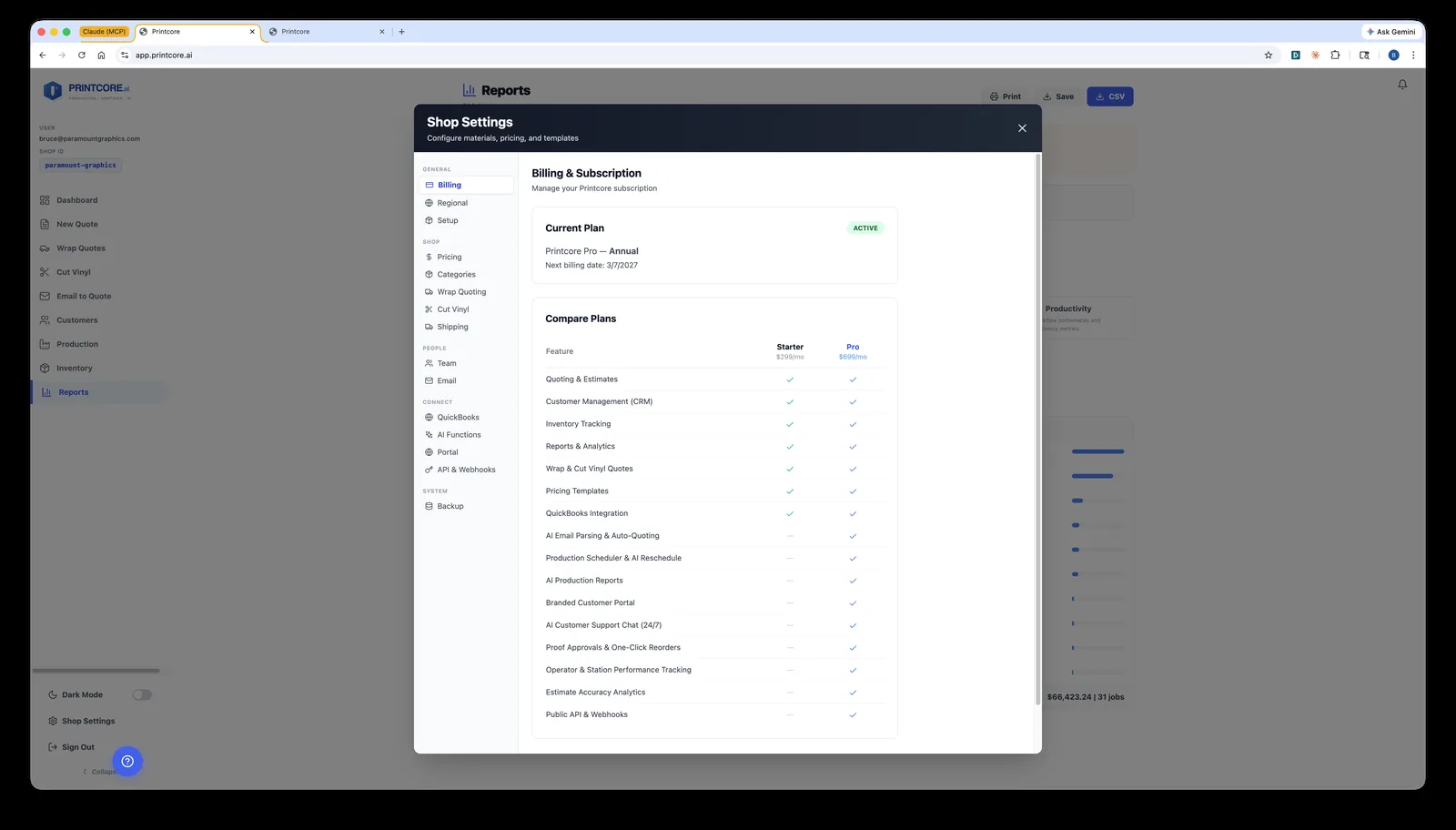 The settings hub